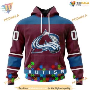 Custom Unisex Kits Hockey Fights Against Autism NHL Colorado Avalanche Hoodie 3D