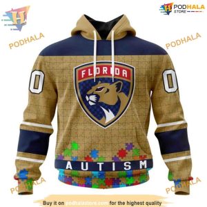 Custom Unisex Kits Hockey Fights Against Autism NHL Florida Panthers Hoodie 3D