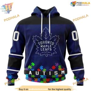 Custom Unisex Kits Hockey Fights Against Autism NHL Toronto Maple Leafs Hoodie 3D