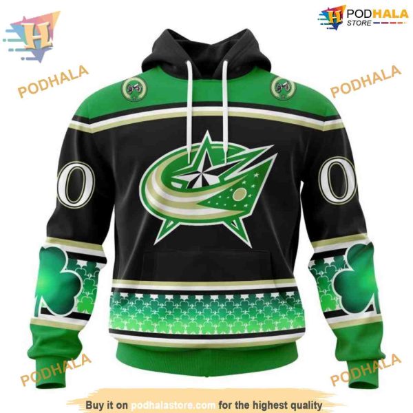 Custom Unisex St Patrick’s Day NHL Columbus Blue Jackets 3D Hoodie