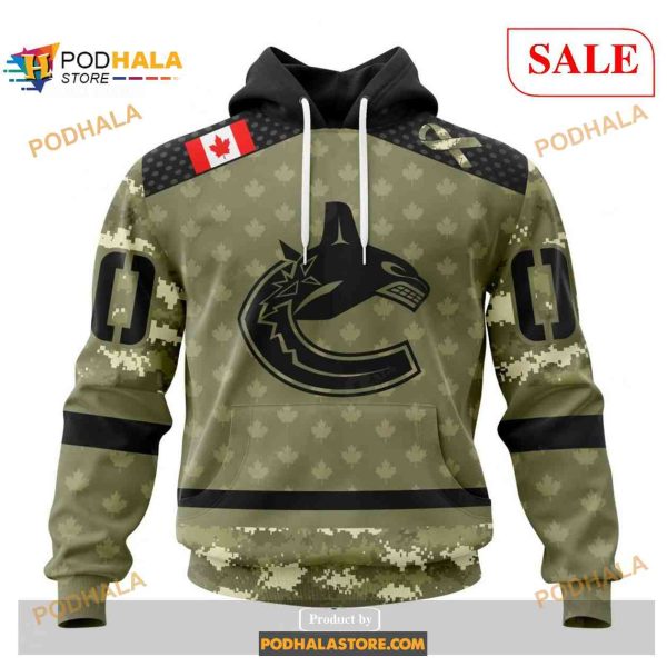 Custom Vancouver Canucks Camo Military Appreciation NHL Shirt Hoodie 3D