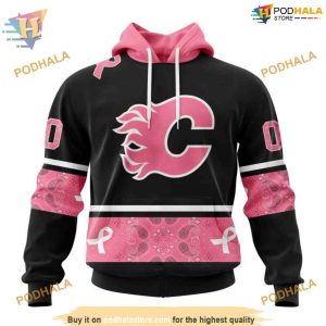 Custom WE WEAR PINK BREAST CANCER NHL Calgary Flames Hoodie 3D Sweatshirt