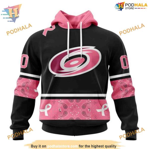 Custom WE WEAR PINK BREAST CANCER NHL Carolina Hurricanes Hoodie 3D