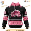 Custom WE WEAR PINK BREAST CANCER NHL Colorado Avalanche Hoodie 3D