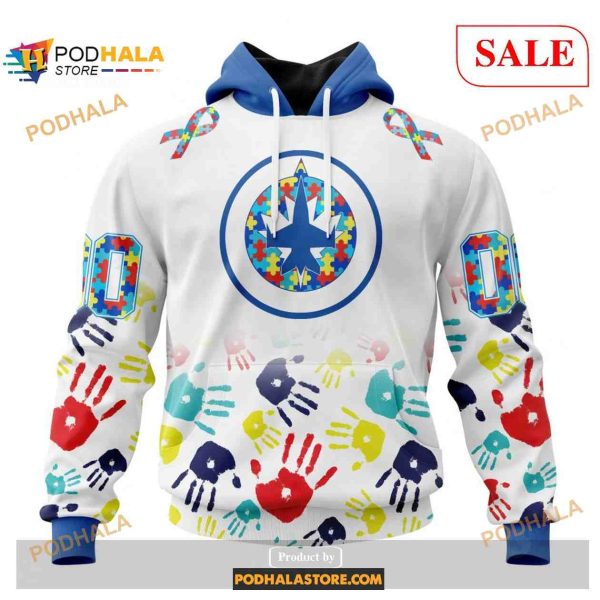 Custom Winnipeg Jets Autism Awareness Design NHL Shirt Hoodie 3D