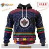 Custom Winnipeg Jets Fearless Aganst Autism NHL Shirt Hoodie 3D