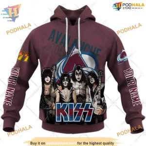 Custom mix Kiss Band Style NHL Colorado Avalanche Hoodie 3D Sweatshirt