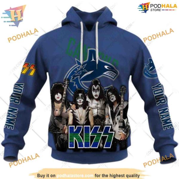 Custom mix Kiss Band Style NHL Vancouver Canucks Hoodie 3D