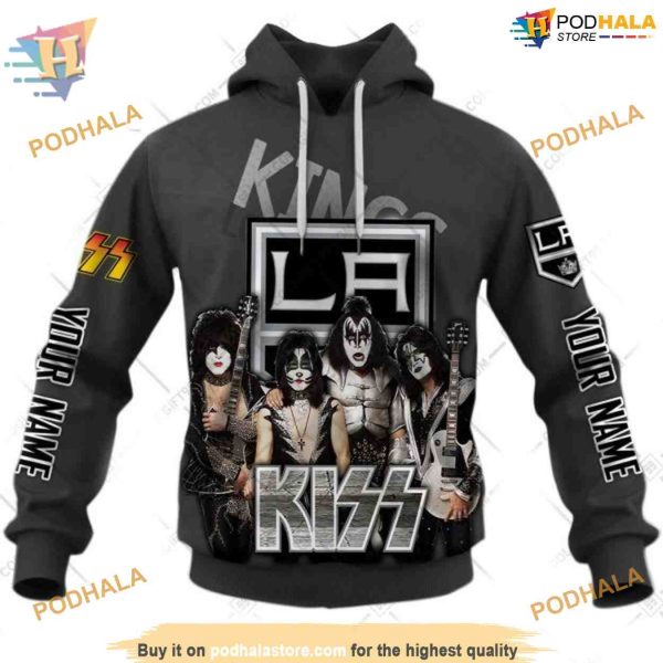 Custom x Kiss Band Style NHL Los Angeles Kings Hoodie 3D