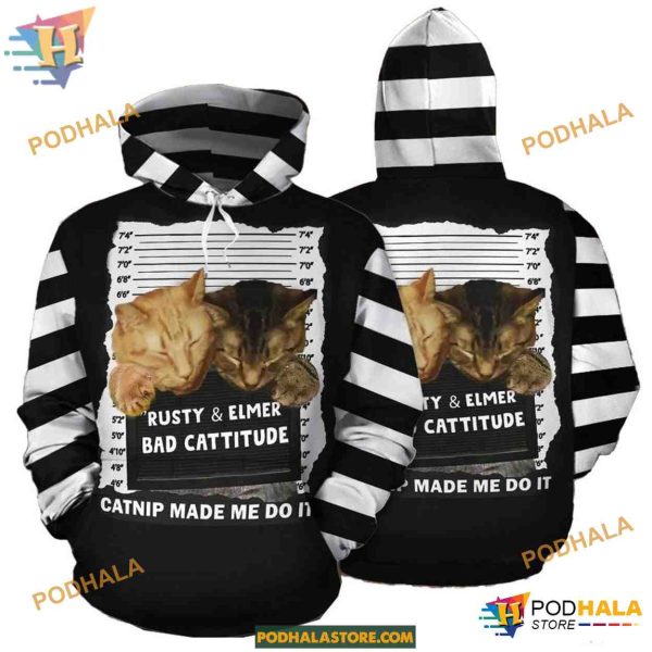 Customized Cat Black And White Stripe Pattern 3D Christmas Hoodie