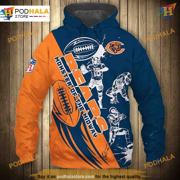 Cute 3D Cartoon Player Chicago Bears Hoodie