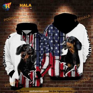 Dachshund American Over Print 3D Hoodie