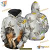 Dachshund Butterfly Daisy Pattern Unisex Print All 3D Christmas Hoodie