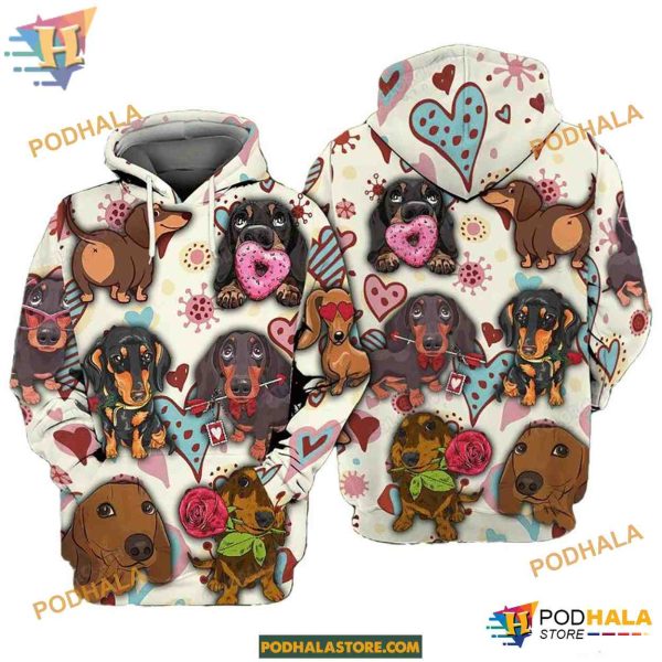 Dachshund Dogs Lover Unisex Print All 3D Christmas Hoodie