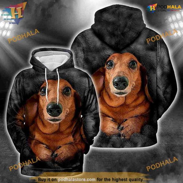 Dachshund Face All Over Printed 3D Dog Hoodie Sweatshirt