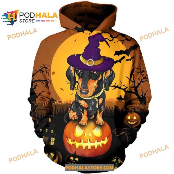 Dachshund Halloween Dog Lovers All Over Print Tee Sweatshirt 3D Hoodie