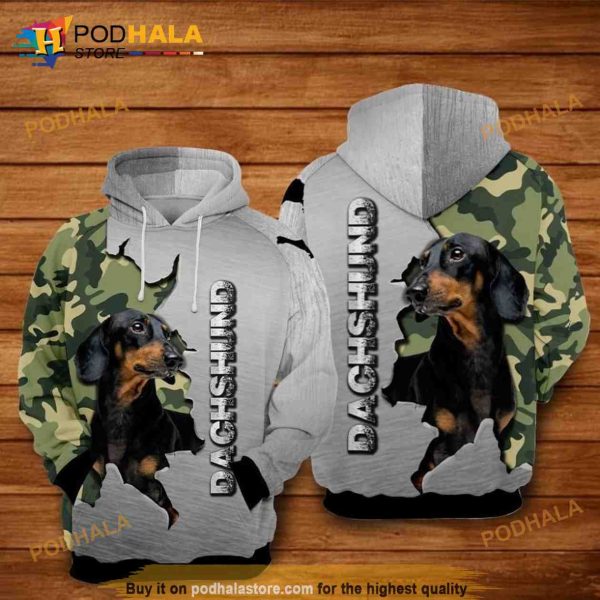 Dachshund Over Print 3D Hoodie