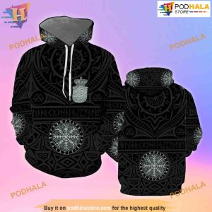 Denmark Vikings Tattoo All Over Printed 3D Hoodie Sweatshirt