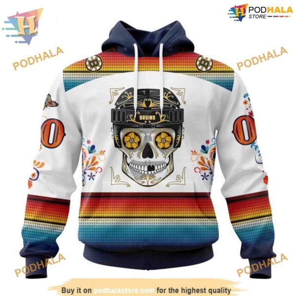 Dia De Los Muertos Special NHL Design Boston Bruins Hoodie 3D