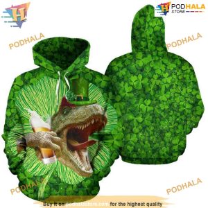 Dinosaur And Beer St Patrick’s Day 3D Hoodie Sweatshirt