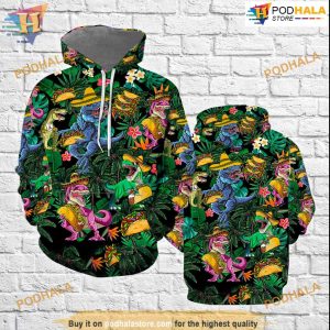 Dinosaur Love Tacos All Over Printed 3D Hoodie Sweatshirt