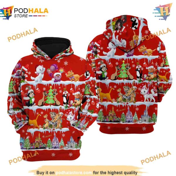 Disney Cats Christmas Disney 3D Hoodie