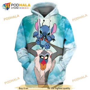 Disney Lilo And Stitch Rafiki And Stitch 3d Hoodie Sweatshirt