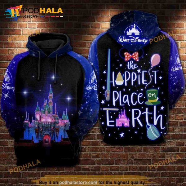 Disney Shirt The Happiest Place On Earth Over Print 3d Hoodie