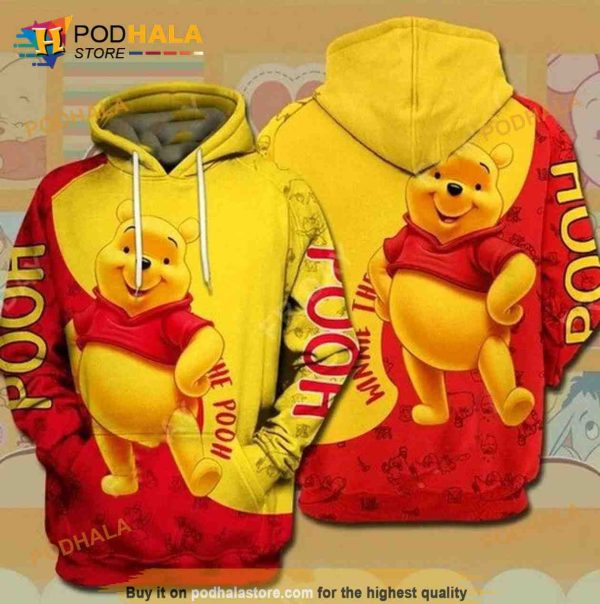 Disney Winnie The Pooh Red And Yellow 3d Hoodie