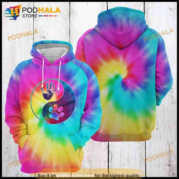 Dog Yinyang Tie Dye 3D Hoodie Sweatshirt