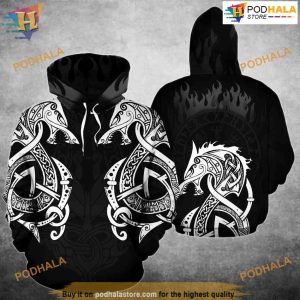 Double Dragon With Fire All Over Printed 3D Hoodie Sweatshirt