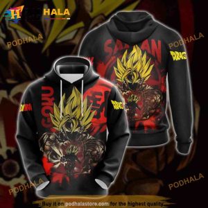 Dragon Ball Son Goku Super Saiyan Over Print Anime 3D Hoodie Sweatshirt