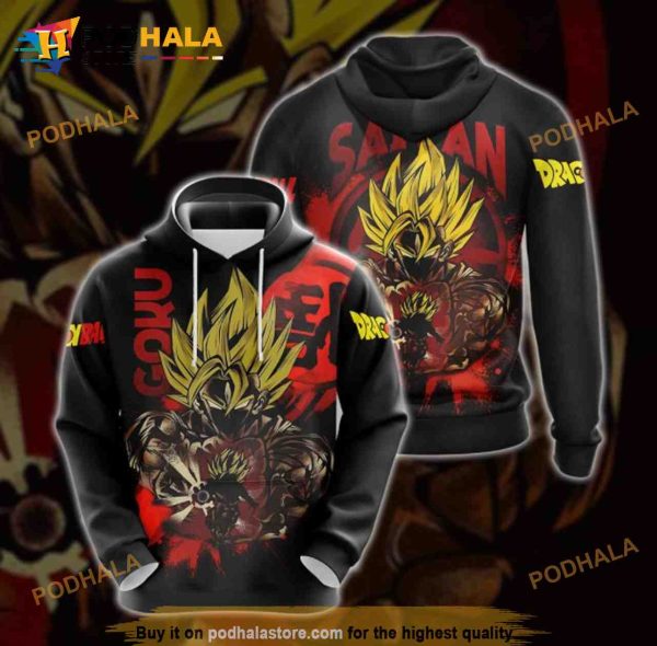 Dragon Ball Son Goku Super Saiyan Over Print Anime 3D Hoodie Sweatshirt