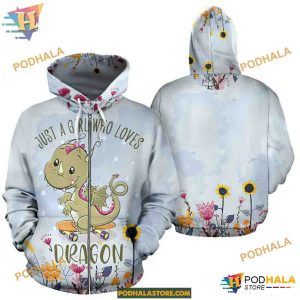 Dragon Flowers Pattern Blue Unisex Print All 3D Christmas Hoodie