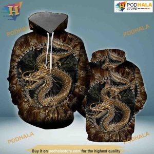 Dragon In Chinese All Over Printed 3D Hoodie Sweatshirt