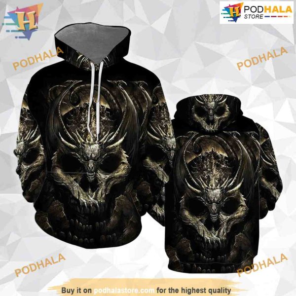 Dragon Skull All Over Printed 3D Hoodie Sweatshirt