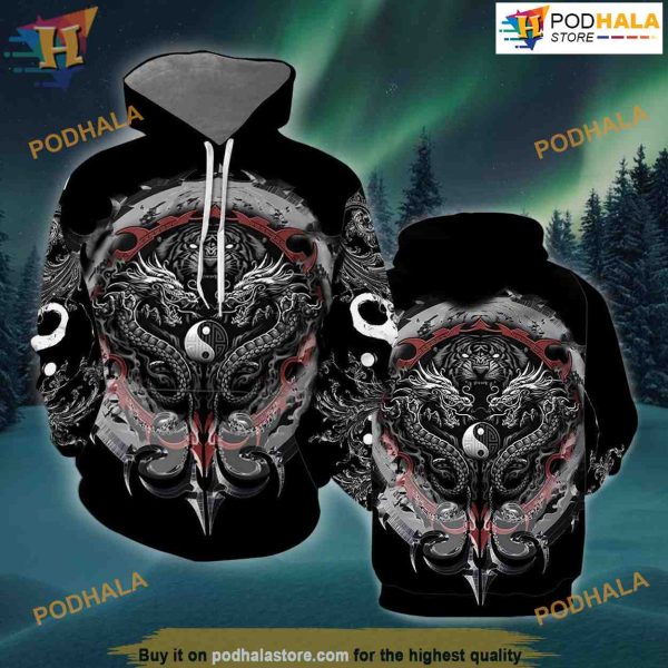 Dragon Tiger All Over Printed 3D Hoodie Sweatshirt