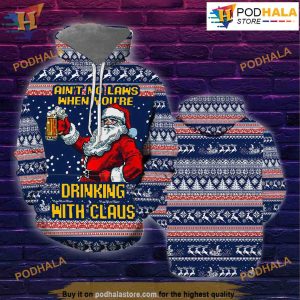 Drinking With Claus 3D Funny Christmas Hoodie