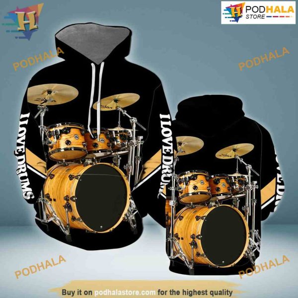 Drum Music All Over Printed 3D Hoodie Sweatshirt