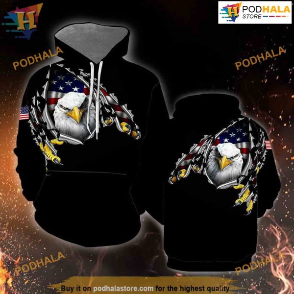 Eagle US Veteran All Over Printed 3D Hoodie Sweatshirt