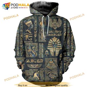 Egyptian Hieroglyphs And Deities Aop Unisex 3D Hoodie Sweatshirt