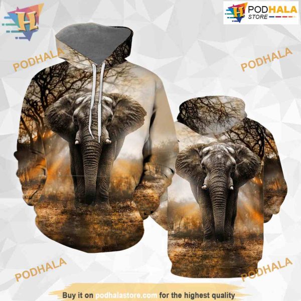 Elephant All Over Printed 3D Hoodie Sweatshirt