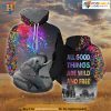 Elephant Spread Color Wild And Free All Over Printed 3D Hoodie Sweatshirt