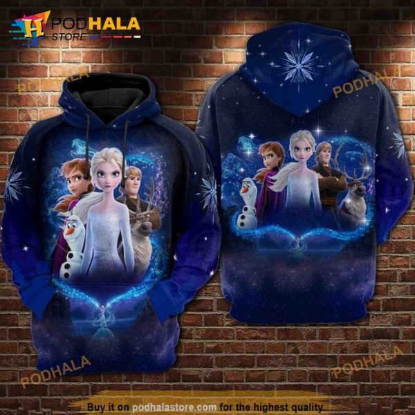 Elsa Frozen Blue Snow All Over Print Disney 3D Hoodie