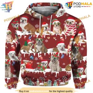 English Bulldog 3D Hoodie Christmas