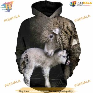 Farmer Mother And Son Sheep All Over Printed 3D Hoodie Sweatshirt