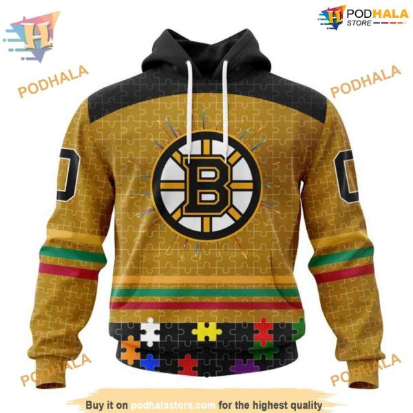 Fearless Against Autism Concept NHL Boston Bruins Hoodie 3D