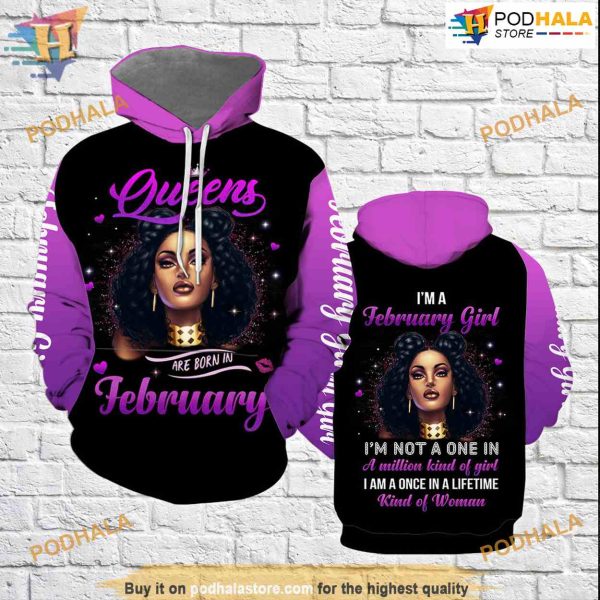 February Girl All Over Printed 3D Hoodie Sweatshirt