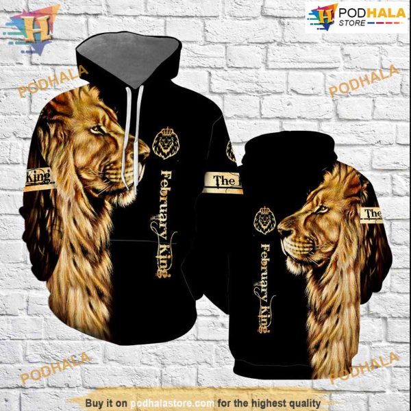 February King Lion All Over Printed 3D Hoodie Sweatshirt