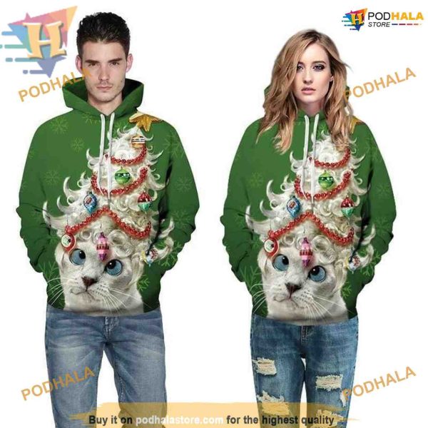 Feline Fun Cat Christmas Tree 3D Hoodie